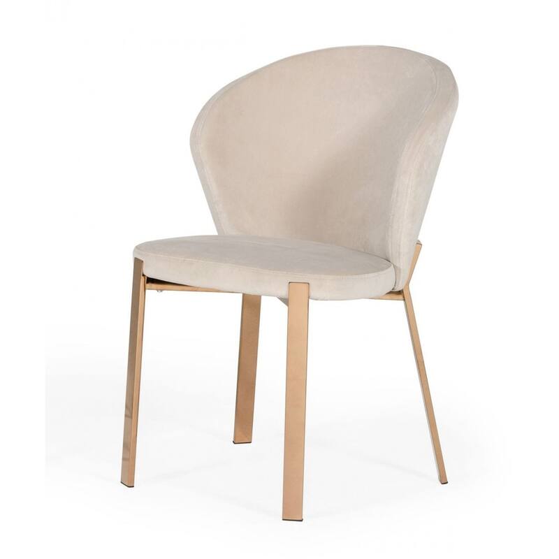 HomeRoots Set of Two Beige And Champagne Upholstered Velvet Wing Back Dining Side Chairs