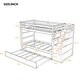 preview thumbnail 6 of 47, Kids Twin Ove Twin Bunk Bed with Pull-Out Trundle and 3 Storage Stairs, Safety Guardrails and Armrest