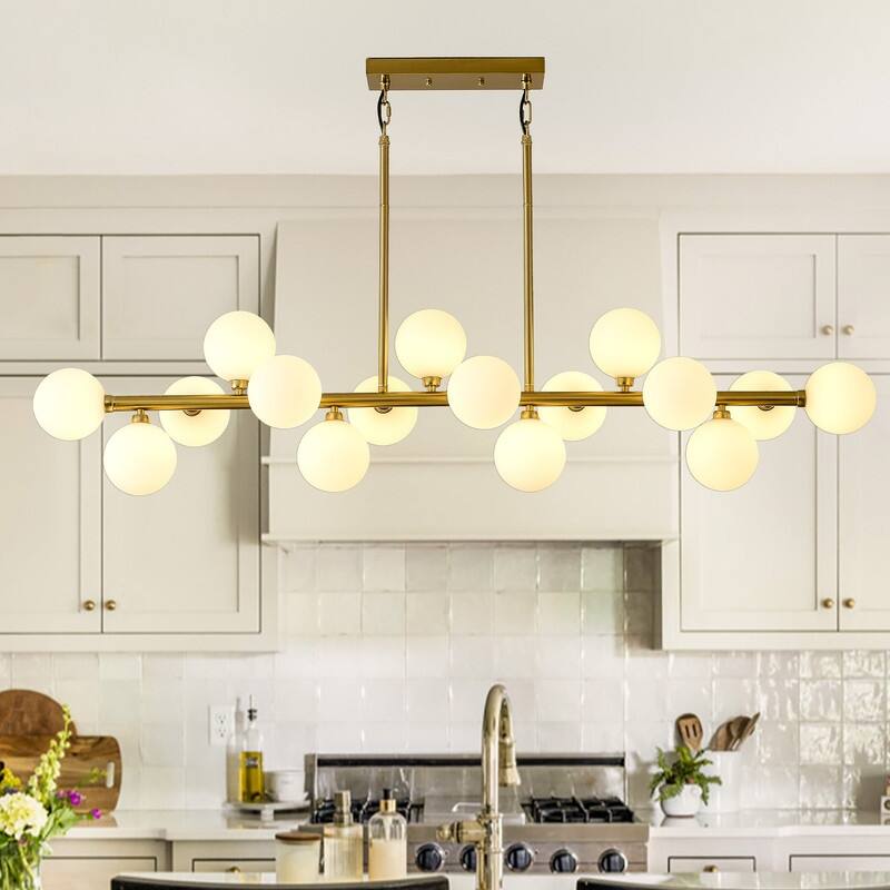 16 Light Modern Sputnik Chandelier Kitchen island Pendant Lights island - Gold-37.4in - Gold and White