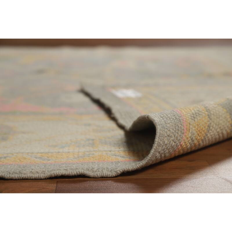 Hand Knotted Oriental 100% Wool Carpet Transitional All-Over Greys & Charcoal Oushak Area Rug - 16' 7'' X 6' 11''