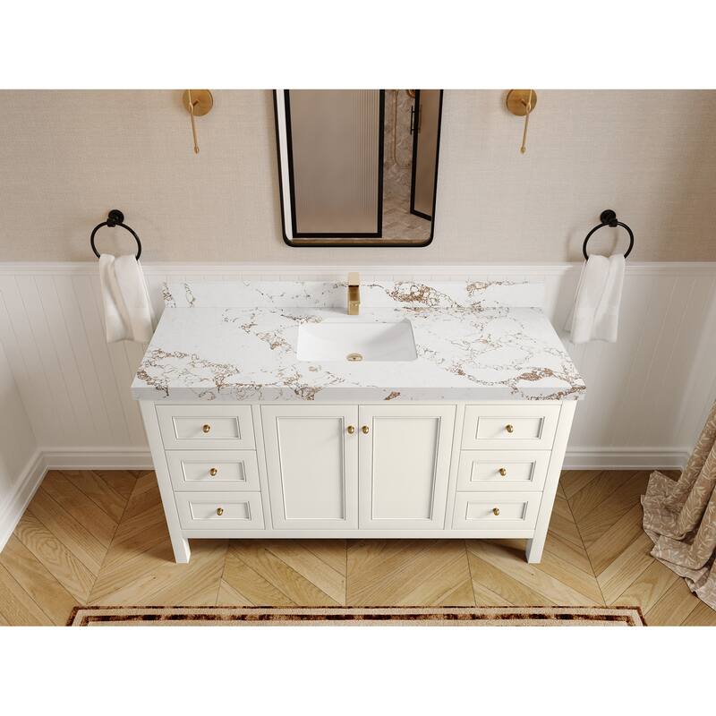 Willow Collections 60 in. W x 22 in. D Nashville Single Sink Bathroom Vanity with Countertop - 2"Viola Gold - Ivory