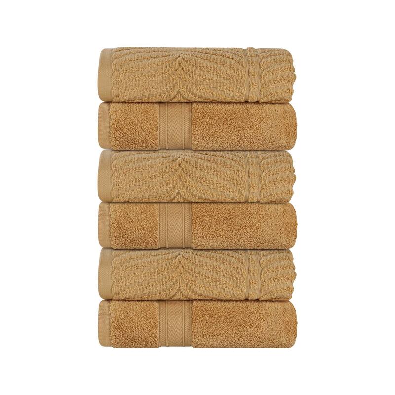 Superior Chevron Zero Twist Solid and Jacquard Cotton Hand Towel Set of 6