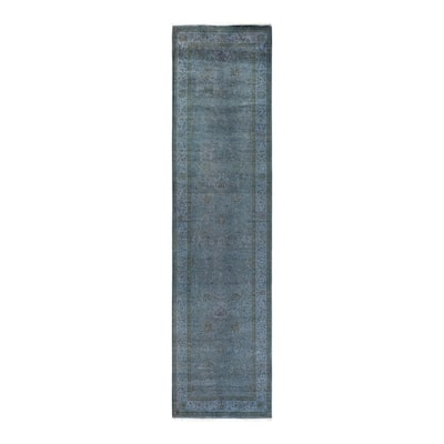 Fine Vibrance, One-of-a-Kind Hand-Knotted Runner Rug - Gray, 2' 6" x 10' 3" - 2' 6" x 10' 3"