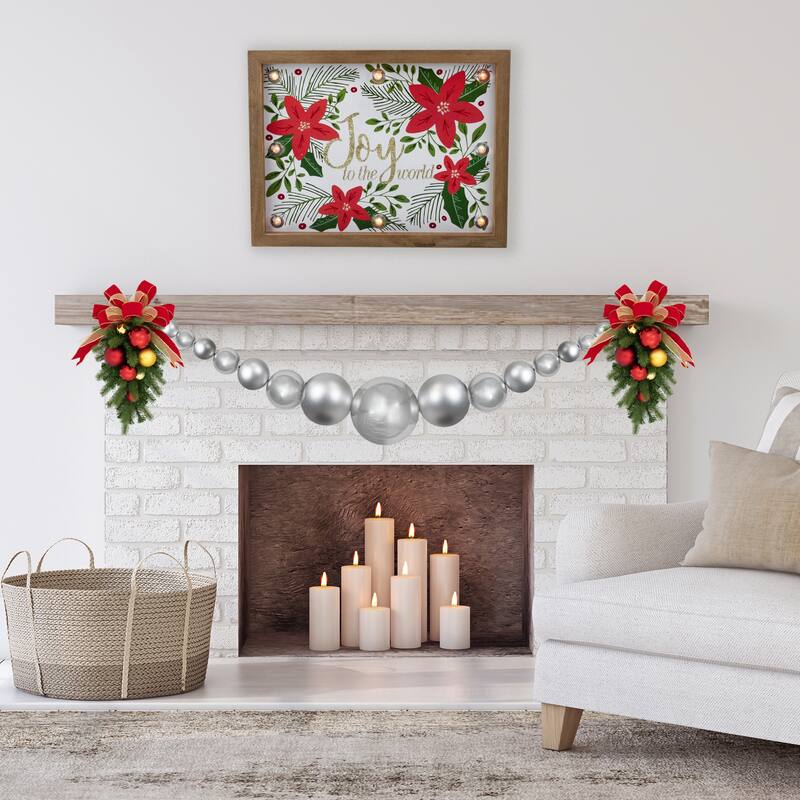 6' Shiny and Matte Shatterproof Ball Christmas Swag