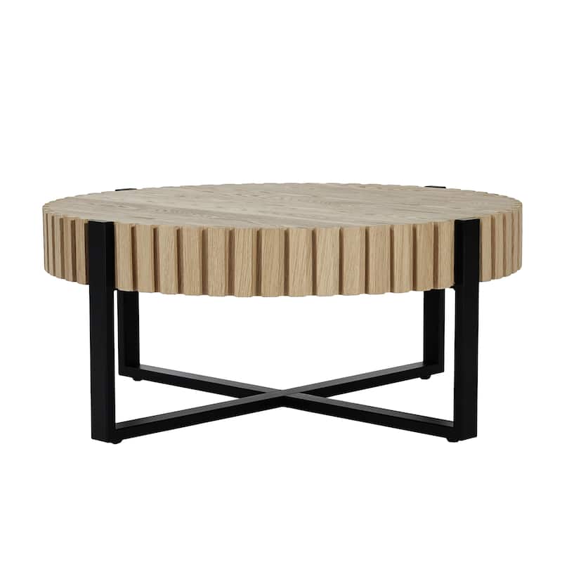 Christopher Knight Home - Forgewood Modern Industrial Round Coffee Table with Metal Base