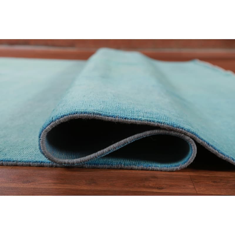 Hand Knotted Oriental 100% Wool Carpet Modern Solid Navy Blue & Blues Gabbeh Area Rug - 12' 1'' X 9' 4''