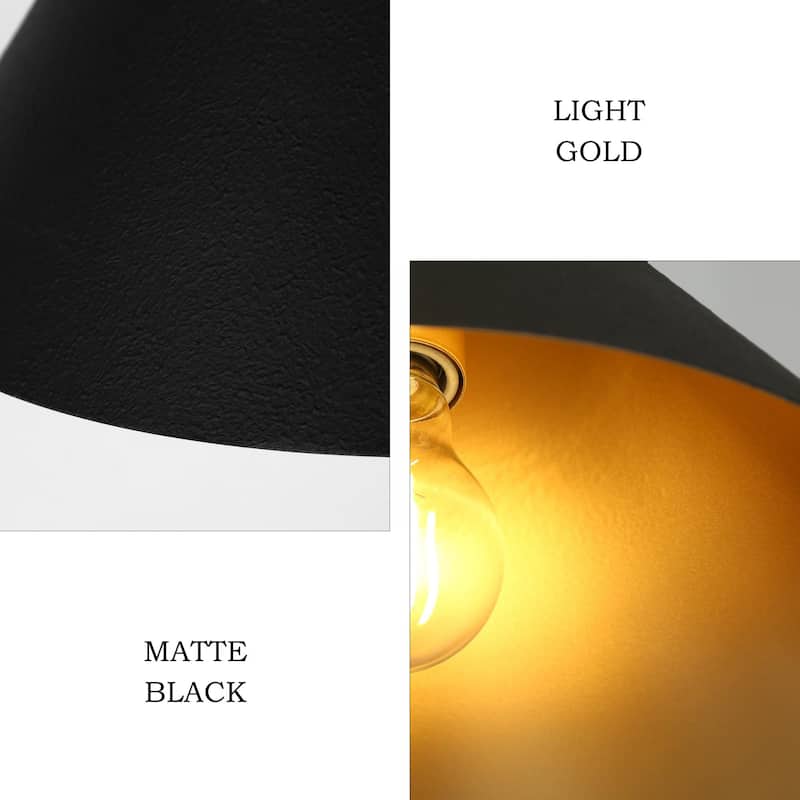 Modern Farmhouse 1-light Black Gold Pendant with Metal Cone Shade Kitchen Islands Lights for Dining Room - 11.8 " × 10 "