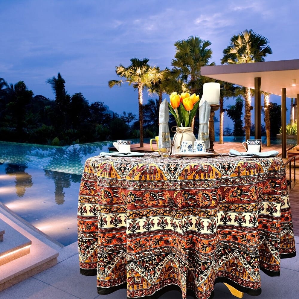Cotton Mandala Floral Elephant Printed Tablecloth Collection