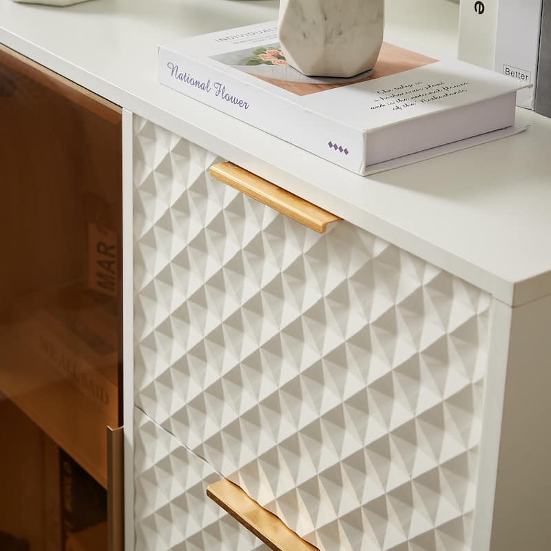 Modern Cabinet with Aluminum Alloy Frame Tempered Glass Doors