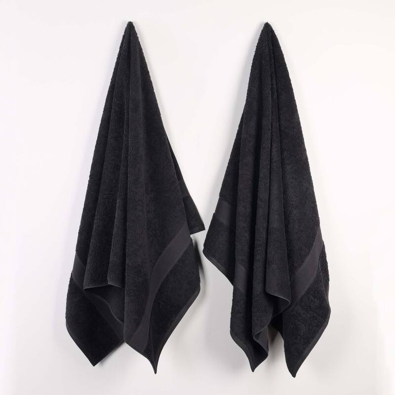 Superior Oregon Organic Cotton Solid Bath Sheet, Set of 2 - Black