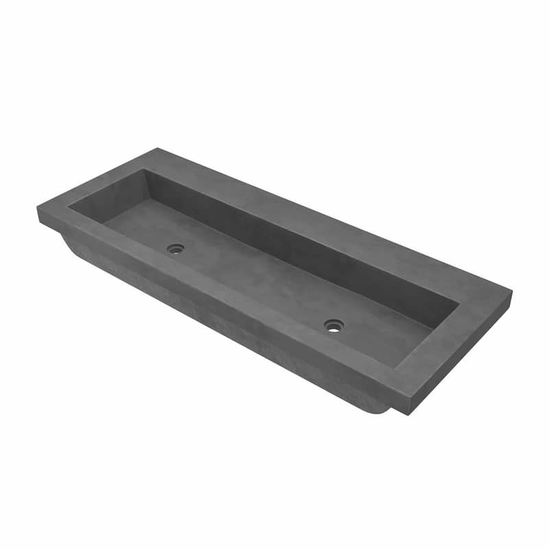 Trough 48-inch NativeStone Drop-in Double Bathroom Sink - 48" x 19" x 5" - Slate - No Faucet Holes