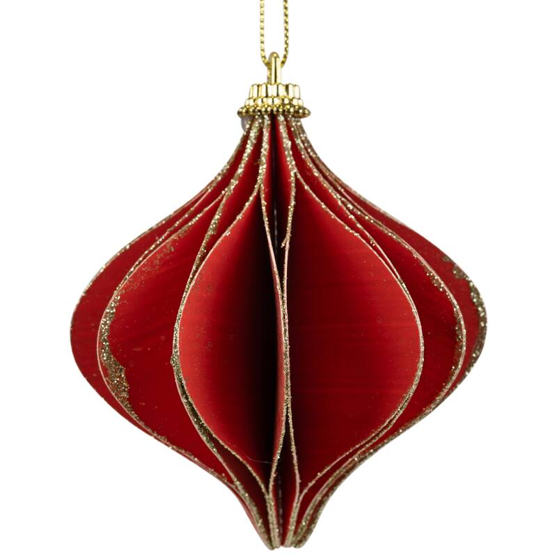 Glittered Onion Christmas Ornament - 4.25" - Red