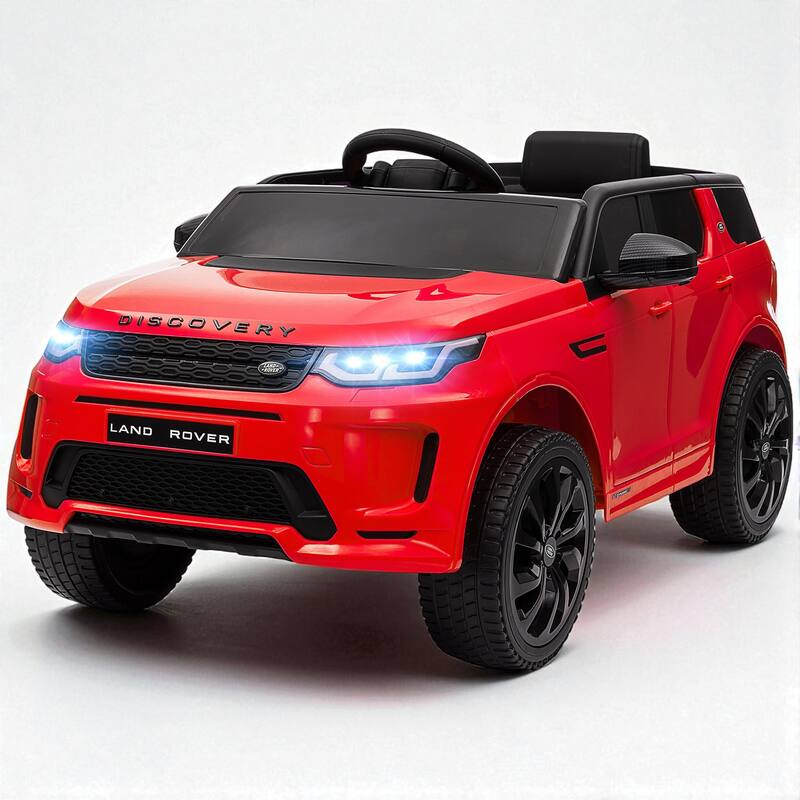12V Land Rover Discovery Sport Kids Ride-On Car with Remote Control, LED Lights, Music, 3 Speeds for 3-6 Years - Red