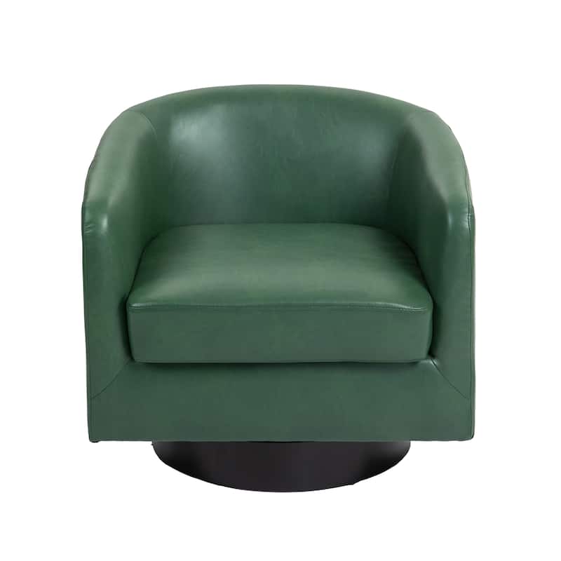 Modern 360° Swivel Barrel Accent Chairs by DREAMSIDEA - 1 SET - GREEN LEATHER