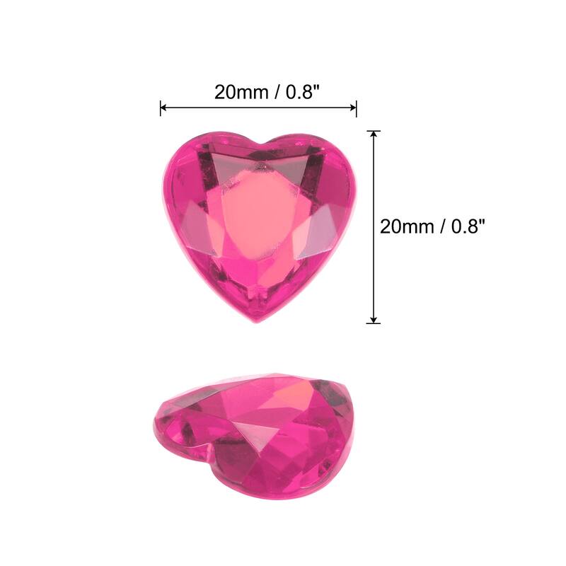 40 Pcs Acrylic Flat Back Rhinestones 20mm Heart Artificial Gemstone - Peach Red