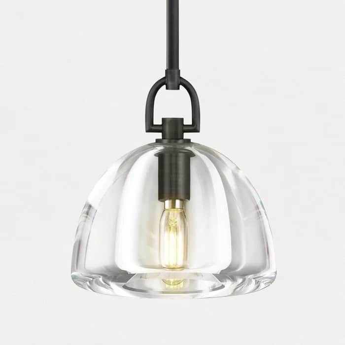 Crystal Hemisphere Pendant Light - Bowl-shaped - Black