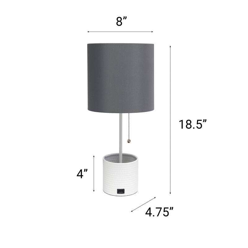 18.5" Sleek And Functional Stylish Accent Table Lamp With Usb Charging Port, For Living Room, Entryway, Office, Bedroom, Black W