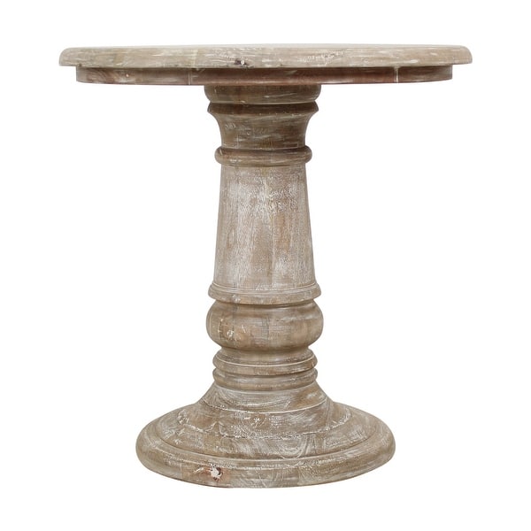 Kafe Natural Mango Wood Round Side Table by East at Main - On Sale - Bed Bath & Beyond - 40030706