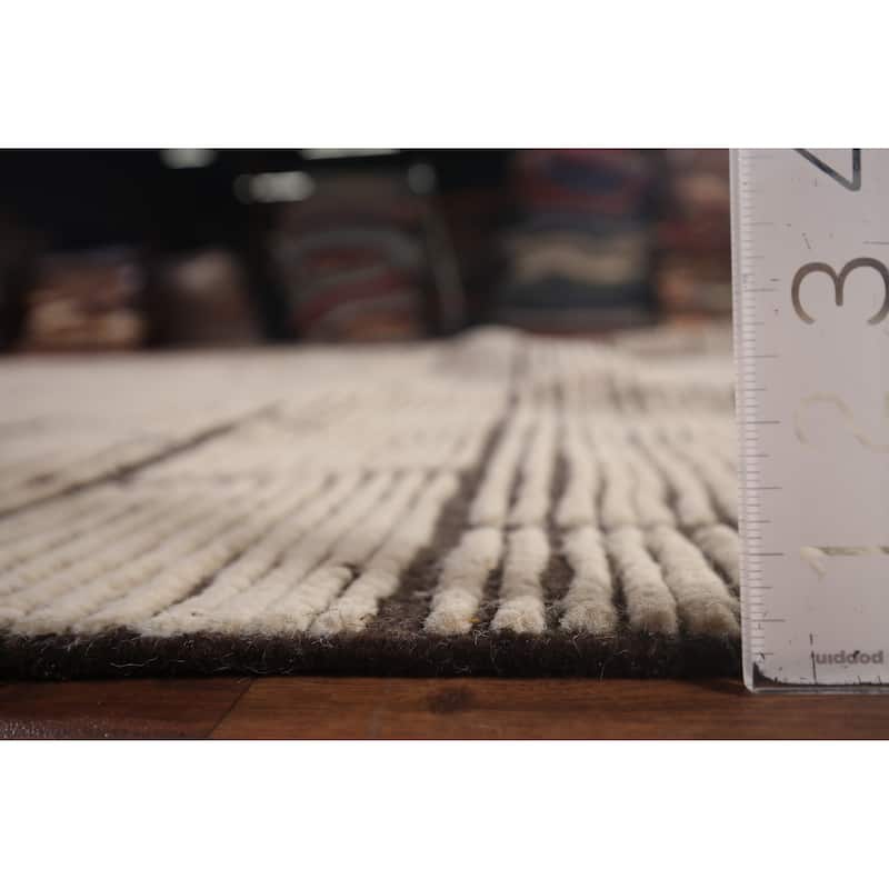 Modern Geometric Moroccan Large Area Rug Hand-Knotted Wool Carpet - 10'0"x 15'5"