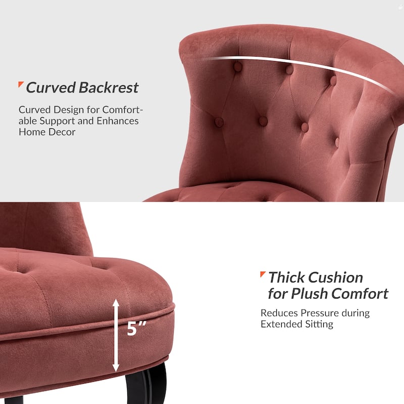 Paolino 25.1" Wide Traditional Velvet Button-tufted Back Stools with Wood Legs by HULALA HOME
