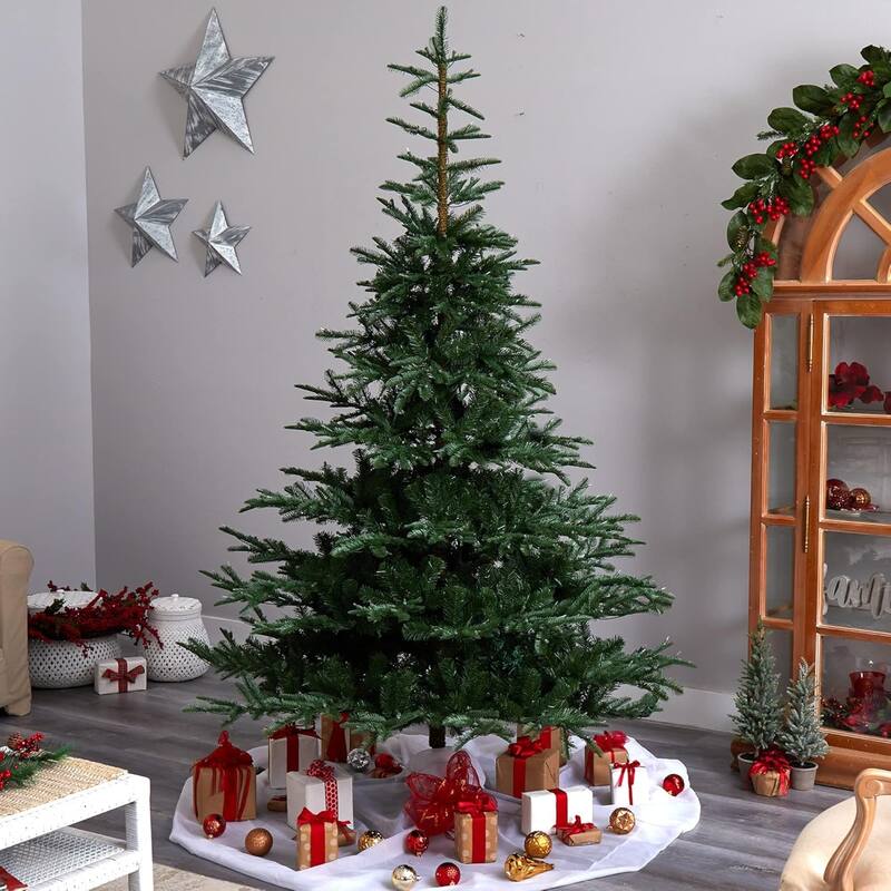 Pre-Lit Layered Washington Spruce Artificial Christmas Tree- 8' - Clear LED Lights - 8 Foot