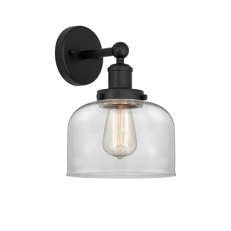 Innovations Lighting 616-1W-10-7-L Bell Sconce Bell 10" Tall Wall - Matte Black / Clear