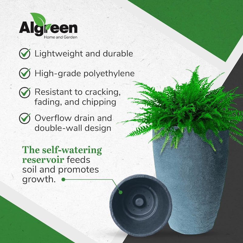 Algreen Products 87303 Athena 20.5" Self-Watering Flower Pot & Planter, Charcoal - 7.7
