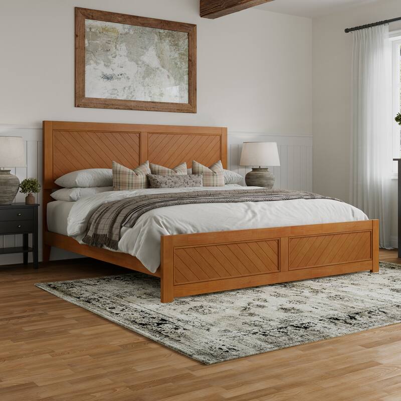 Berkshire Queen Low Profile Platform Bed with Matching Footboard - Light Toffee - King