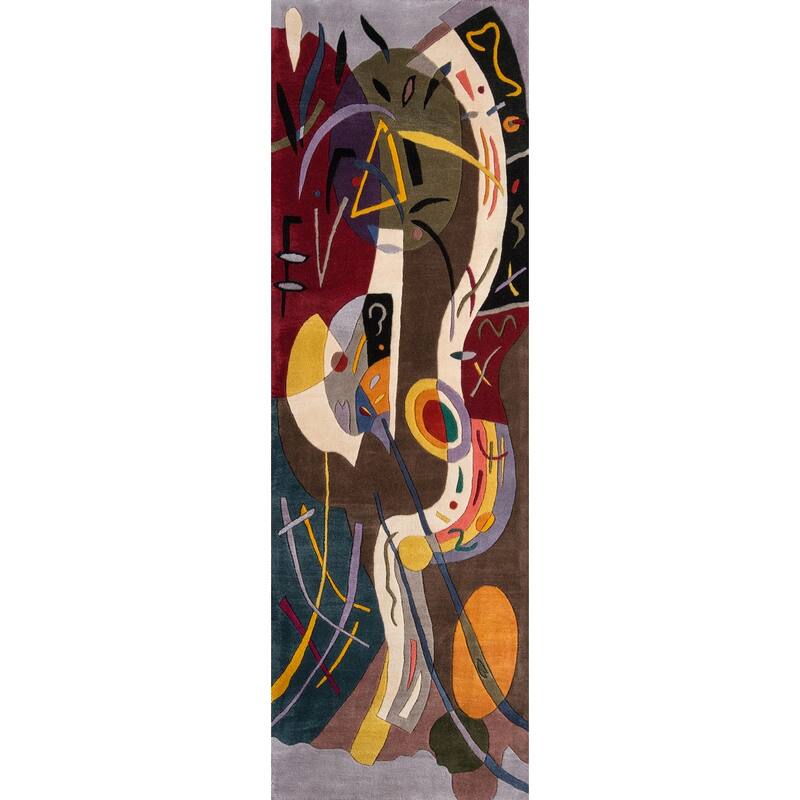 Momeni New Wave Hand Tufted New Zealand Wool Contemporary Abstract Area Rug - 2' 6" x 8' - Multi - Runner
