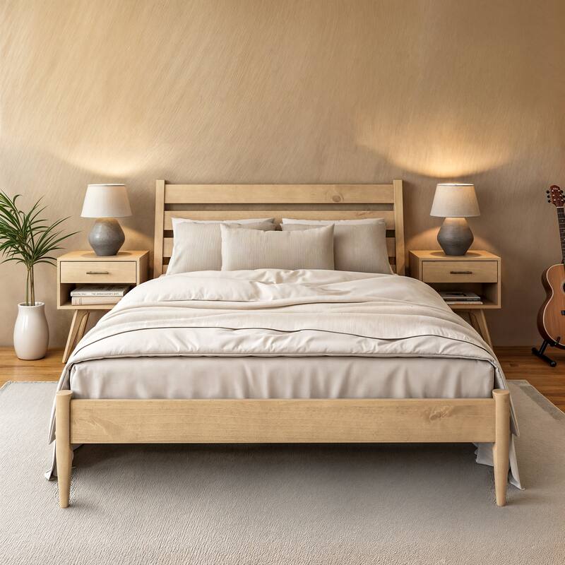 Mid-Century Modern Platform Bed - Queen Size