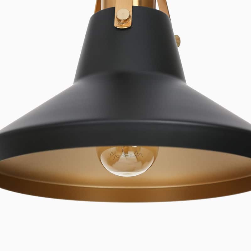 Modern Industrial 3-Light Linear Chandelier Black Gold Metal Pendant Lights for Dining Room - 34'' L x 9'' W x 10.5'' H
