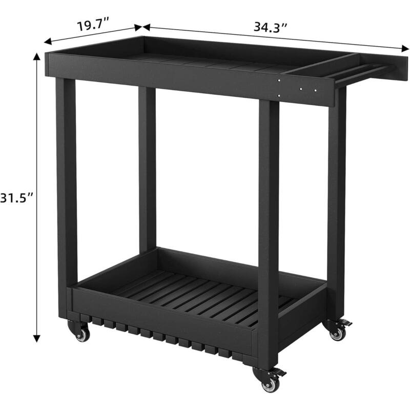 Heavy Duty Service Utility Cart with Wheels for Warehouse Garage Kitchen - N/A