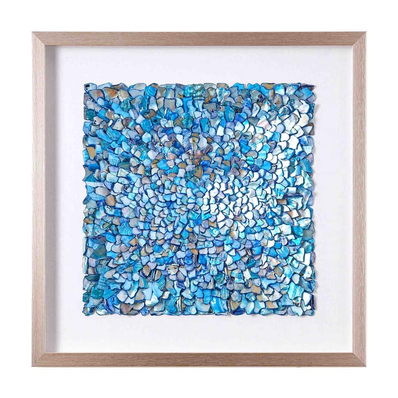 American Art Decor 2-Piece Coastal Seashell & Sea Glass Shadowbox Framed Wall Art Set