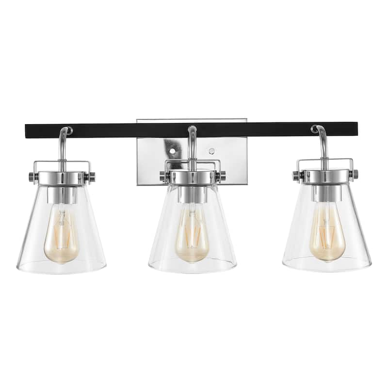 SAFAVIEH Lighting Ailie 3-Light 23-inch Glass Shade Wall Sconce (LED Bulbs Included) - 23 In. W x 7.3 In. D x 10 In. H