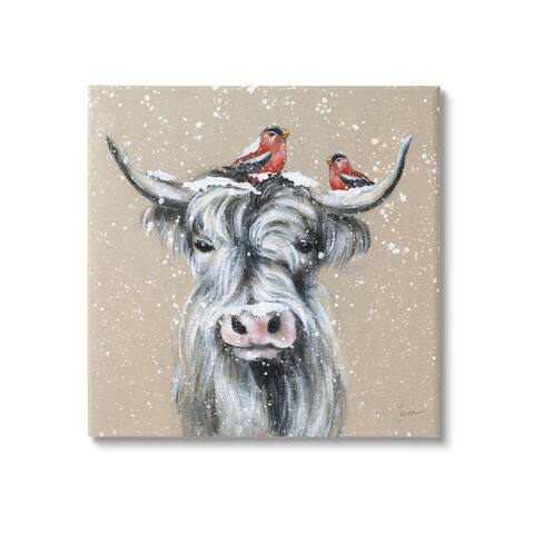 Stupell Industries Snowy Cattle & Birds Farmhouse Canvas Wall Art by Janet Tava
