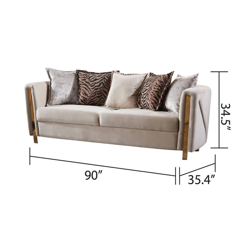 Chanelle Modern Style Upholstery Velvet Sofa Made with Wood & Gold Finish