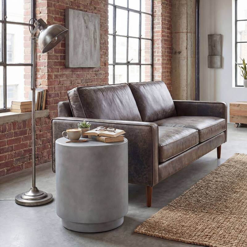 HOMCOM Lightweight Accent Table with Concrete Finish, Round Side Table with 4 Adjustable Feet for Indoor, Outdoor