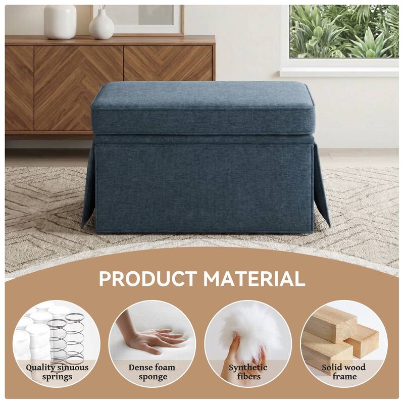 Skirted Rectangular Flip-Top Storage Ottoman