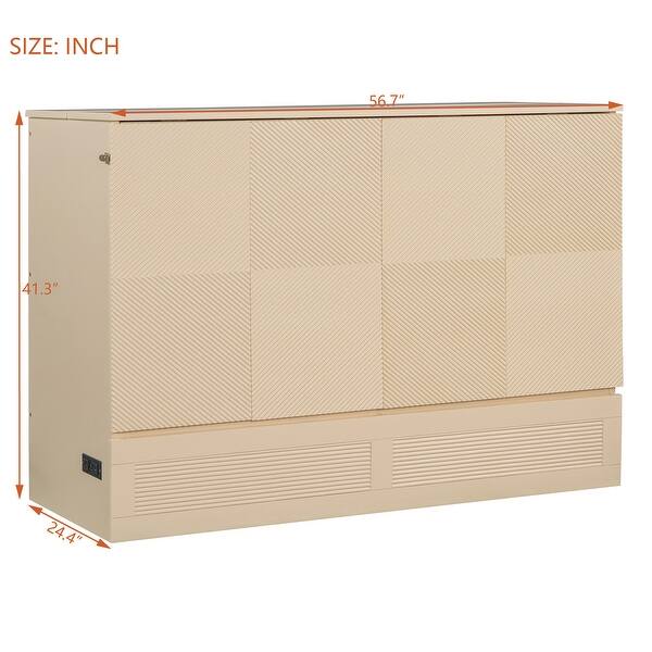 dimension image slide 7 of 8, Murphy Bed with drawer and a set of Sockets & USB Ports, Modern Design