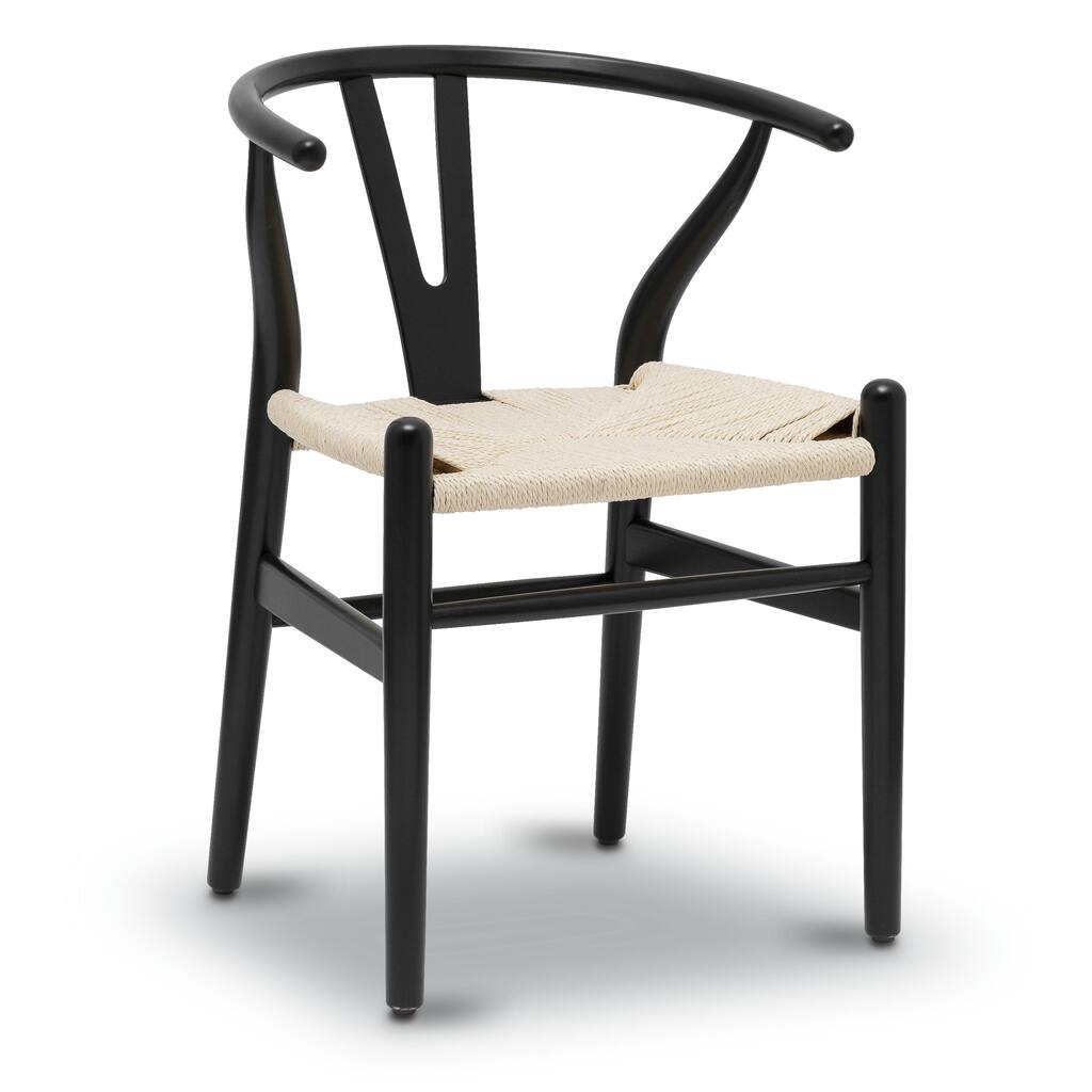 Poly and Bark Weave Chair - Solid Wood Frame (Black)
