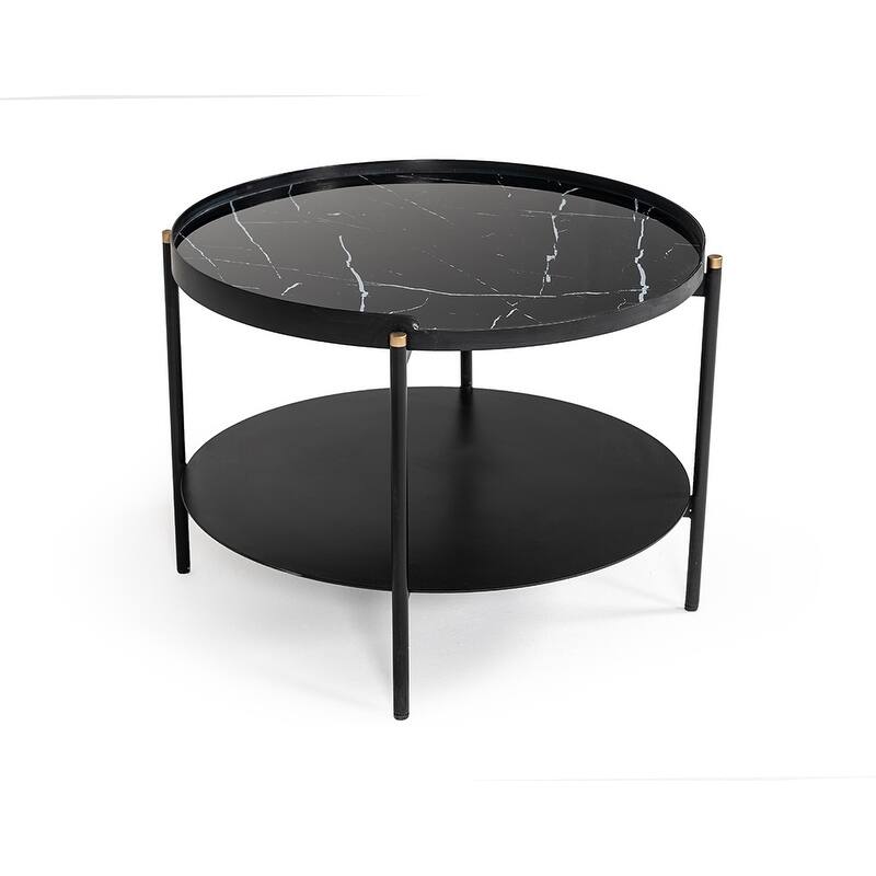Modrest Randal Modern Round Black Metal Coffee Table