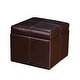 preview thumbnail 6 of 28, Adeco Bonded Leather Contrast Stitch Square Storage Ottoman Footstool Brown