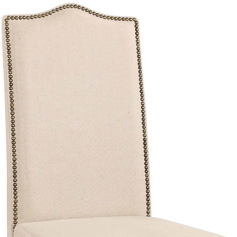 41.5"H Cream Upholstered Linen Parsons Dining Chair with Nail head Trim and Solid Wood Legs - 18.5"W x 22.5"D x 41.5"H