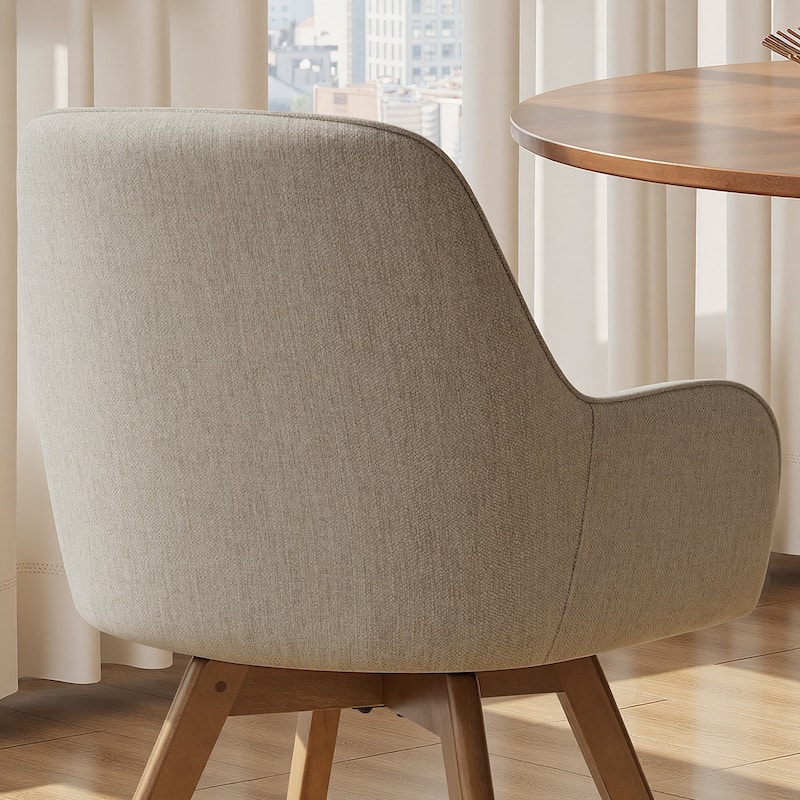 Swivel Upholstered Dining Chair Set of 2 Armchair with Beech Wood Legs - 33.3" H x 23.2" W x 22.4" D