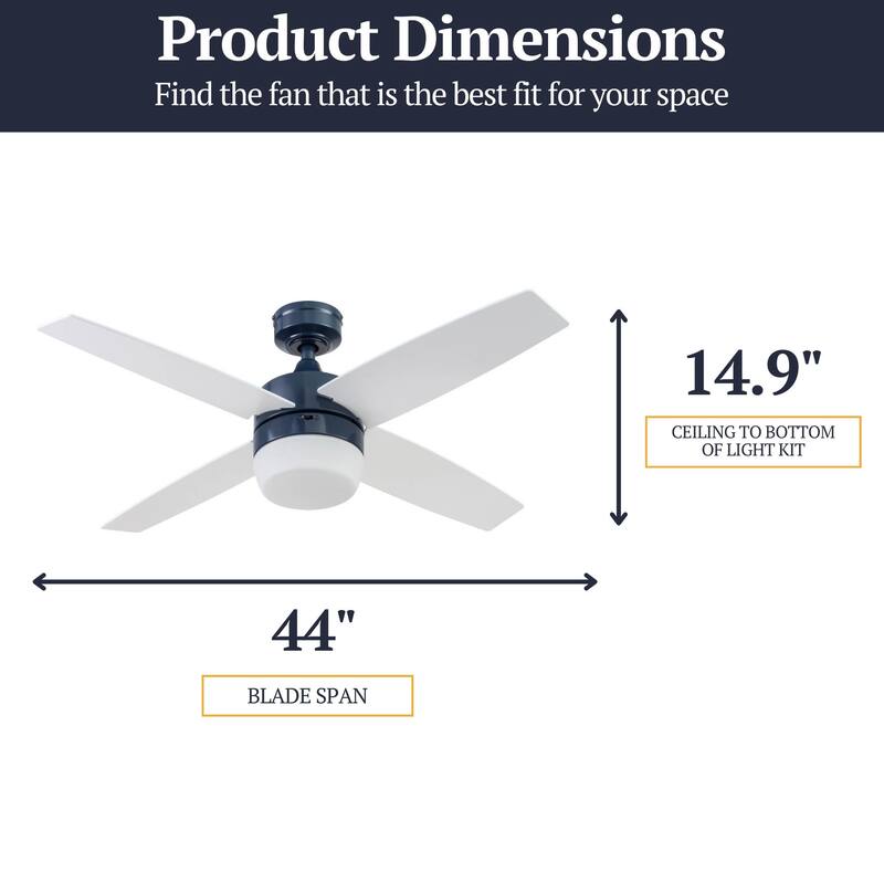 44" Prominence Home Atlas Pewter Modern Indoor LED Ceiling Fan with Light and Remote Control