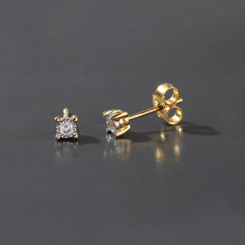 1/20ct - 3/4ct TDW Diamond Stud Earrings in Silver for Women - 1/10 ct - Yellow