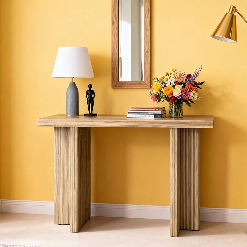 42''Modern Wooden Narrow Console Table for Entryway and Living Room