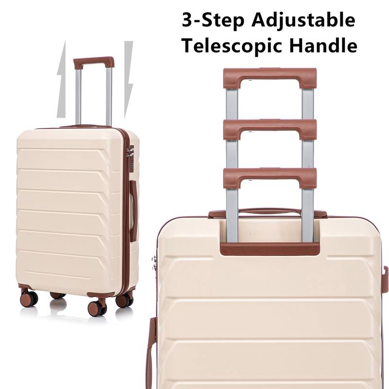 20"/24"/28" 3-Piece, Modern Luggage Sets with Retractable Handle and Combination Lock, for Boarding Travel, Beige