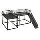 preview thumbnail 16 of 22, Full and Twin Size L-Shaped Metal Bunk Bed with Slide and Short Ladder, White, 4 Beds in 1 for Family or Guests
