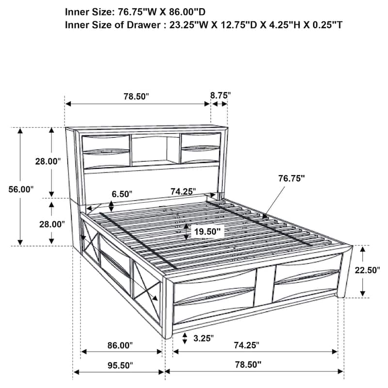Briana Transitional Wood Storage Bookcase Bed Black